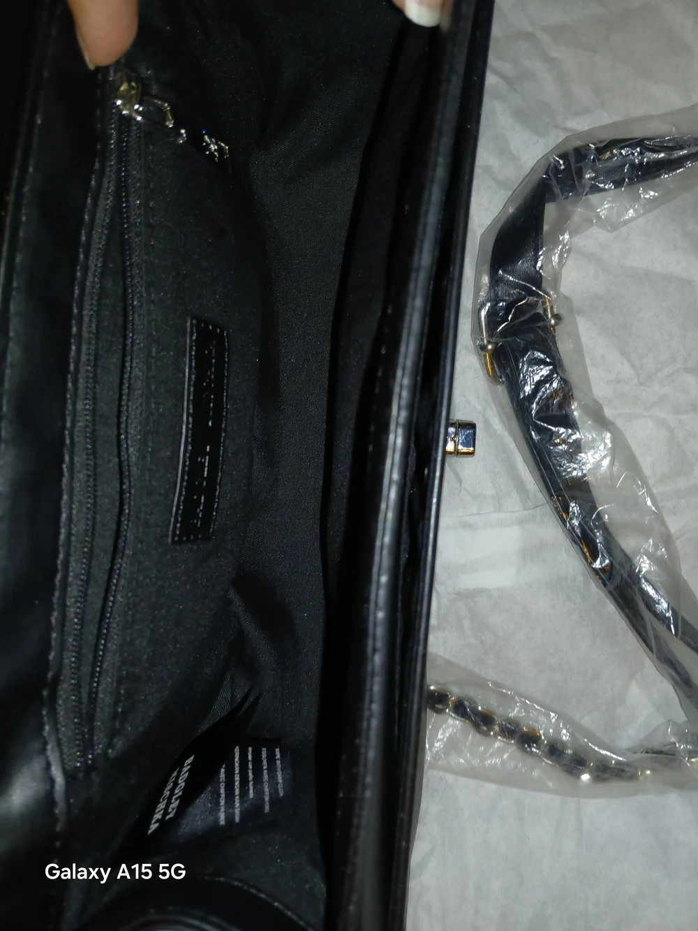 Badgley Mischka Black Quilted Crossbody w/ Pearl Handle Made With Vegan Leather